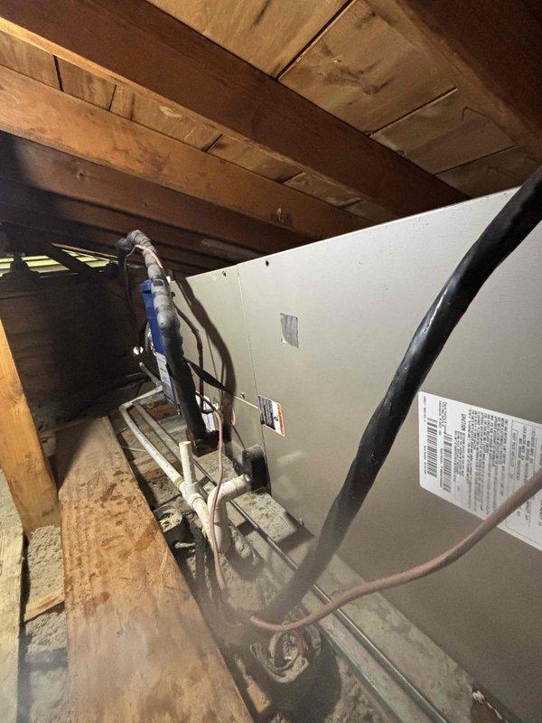Completed basic monthly maintenance on CCHP cooling system located in attic space. Inspected capacitor, air handler unit, refrigerant lines, and associated electrical connections; all components found to be operating within normal parameters. Customer was advised that 16x20x4 filter is not included in service and should be replaced separately.
