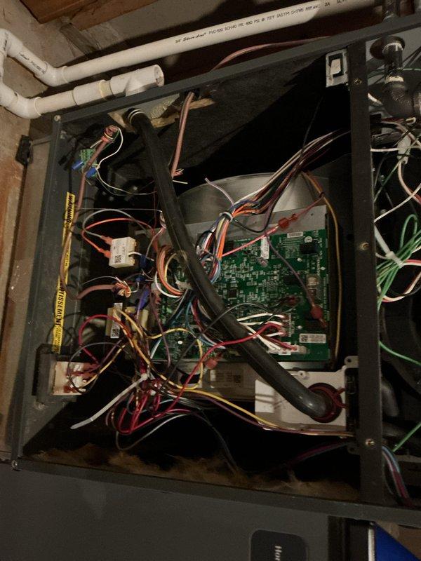 Completed Basic Monthly Cooling Visit on residential HVAC system. Performed standard preventive maintenance inspection of cooling equipment, verified thermostat operation showing 72°F setpoint on digital control interface, and inspected internal components including electrical connections, control boards, and wiring harnesses. All system components found operating within normal parameters with no deficiencies noted.