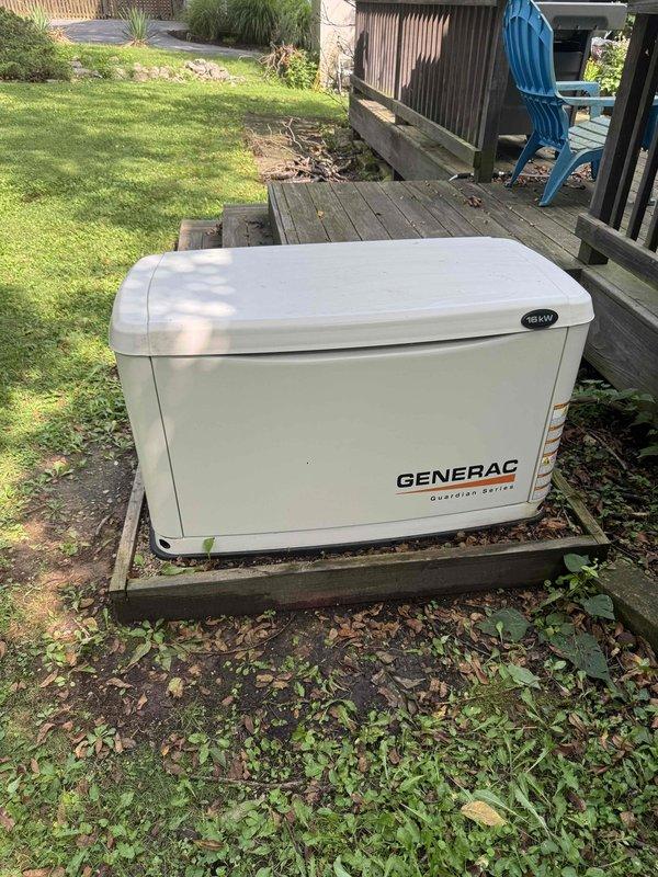 Performed fuse replacement and completed routine maintenance on Generac Guardian Series standby generator. Verified battery voltage at 13.6V on Evolution controller display and confirmed all control functions operating properly in AUTO mode. Unit tested and returned to normal standby operation.