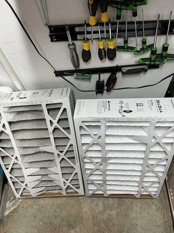 Completed routine HVAC maintenance under active CCC agreement expiring 2/3/27. Replaced standard pleated air filters at multiple return locations throughout the system, with the exception of one 16x25x4 filter which was not included in the service agreement and remains the responsibility of the property owner. Verified proper airflow and system operation following filter replacement.