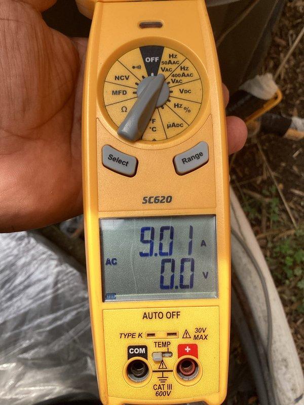 Completed Basic Cooling Visit - Monthly recurring maintenance service on residential HVAC system. Performed comprehensive system inspection including electrical measurements using digital multimeter, recording amperage draw of 9.01A on cooling equipment. Inspected Lennox furnace unit and associated air handler in basement mechanical room, verified all ductwork connections and refrigerant lines intact, and confirmed proper system operation. Standard filter size 20x25x4 not included per service agreement parameters.