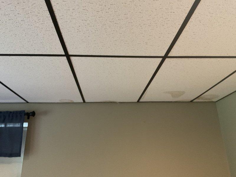 Completed estimate for replacement of existing metal ductwork with new 6-inch flex duct over a 10-foot run in drop ceiling area. Assessed current ductwork configuration, documented existing conditions, and marked installation path for proposed duct replacement to improve system performance.