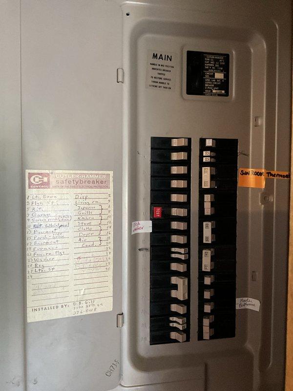 Responded to service call for electrical wiring inspection. Upon arrival, performed comprehensive evaluation of the electrical system including the main service panel and utility meter connection. Inspected Cutler-Hammer circuit breaker panel with 200-amp service, verifying proper breaker operation, circuit labeling, and panel integrity. Examined Duke Energy digital meter installation and verified proper connection to 240V 3-wire service entrance. Documented existing electrical configuration with photographs for record-keeping purposes and completed wiring assessment as requested.