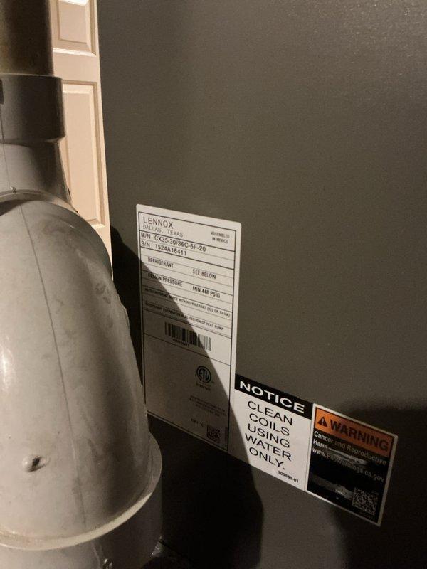 Completed annual cooling maintenance on Lennox HVAC system. Performed comprehensive inspection of air handler and cooling components, verified proper operation of all system controls, checked refrigerant levels and pressures, inspected condensate drain lines and PVC piping for proper drainage, examined electrical connections and contactors for wear, cleaned accessible coils per manufacturer specifications using water only, verified airflow through ductwork, and tested thermostat functionality. All components operating within normal parameters. Customer advised that 20x25x4 filter is not included with service and should be replaced regularly for optimal system performance.