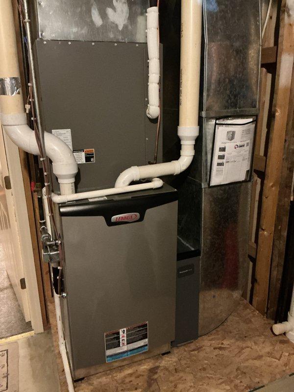 Completed annual cooling maintenance on Lennox HVAC system. Performed comprehensive inspection of air handler and cooling components, verified proper operation of all system controls, checked refrigerant levels and pressures, inspected condensate drain lines and PVC piping for proper drainage, examined electrical connections and contactors for wear, cleaned accessible coils per manufacturer specifications using water only, verified airflow through ductwork, and tested thermostat functionality. All components operating within normal parameters. Customer advised that 20x25x4 filter is not included with service and should be replaced regularly for optimal system performance.