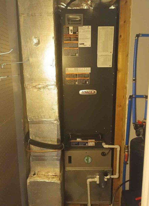 Completed annual basic cooling maintenance on two-system residential HVAC installation consisting of Lennox furnace with air handler and outdoor Lennox condenser unit. Performed comprehensive cooling checks on both systems including inspection of all components, verification of refrigerant levels, electrical connections, condensate drainage, and airflow. Installed 20x21x5 filter and confirmed both systems operating within manufacturer specifications with service agreement renewed through February 2027.