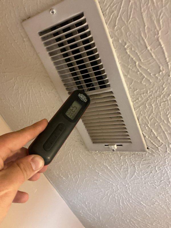 Completed basic monthly cooling maintenance visit on residential HVAC system. Inspected Lennox air handler unit, verified proper operation of cooling components, and measured supply register airflow and temperature to confirm system performance within manufacturer specifications.