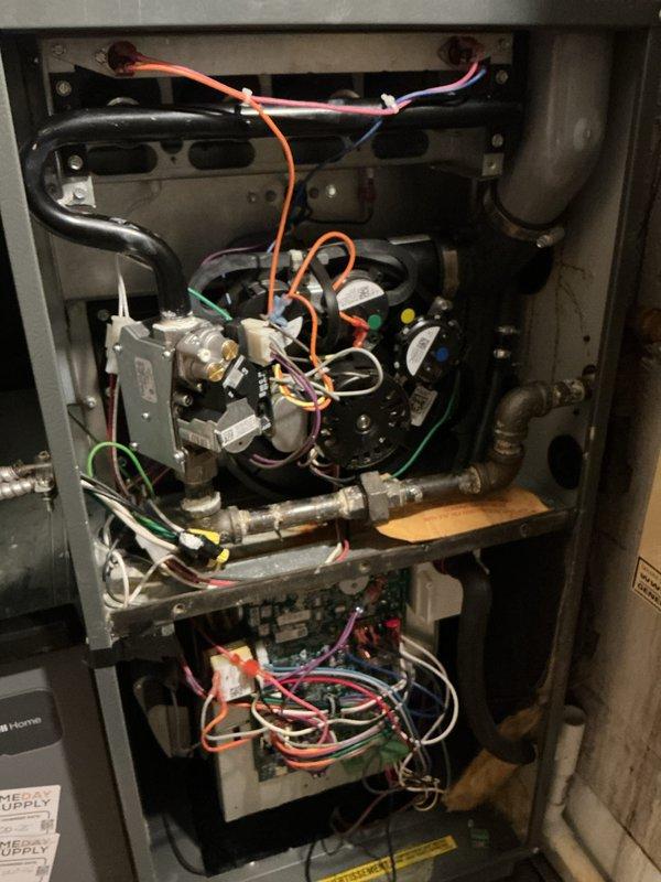 Completed CCC Basic Monthly filter maintenance service on residential HVAC system. Accessed furnace cabinet, inspected internal components including gas valve assembly, control boards, blower motor, and electrical connections. All mechanical and electrical components found operating within normal parameters. Customer responsible for providing 20x25x4 filter media as this size is not included in standard service agreement.