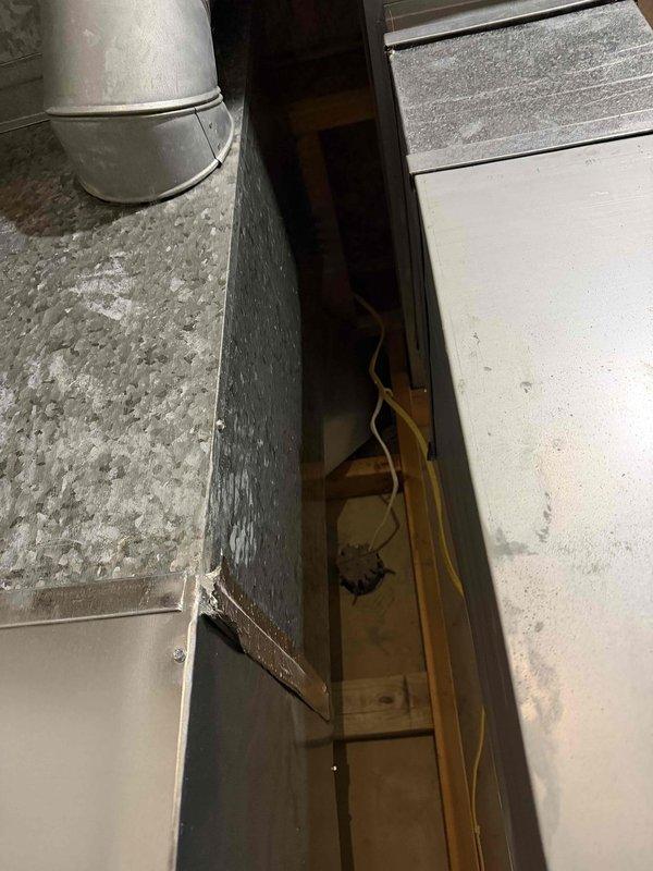 Completed annual basic cooling maintenance visit as a rescheduled service from August. Performed standard system inspection and maintenance procedures on the cooling equipment, replaced 20x25x4 air filter, and documented equipment condition with photos of the ductwork and surrounding mechanical space.