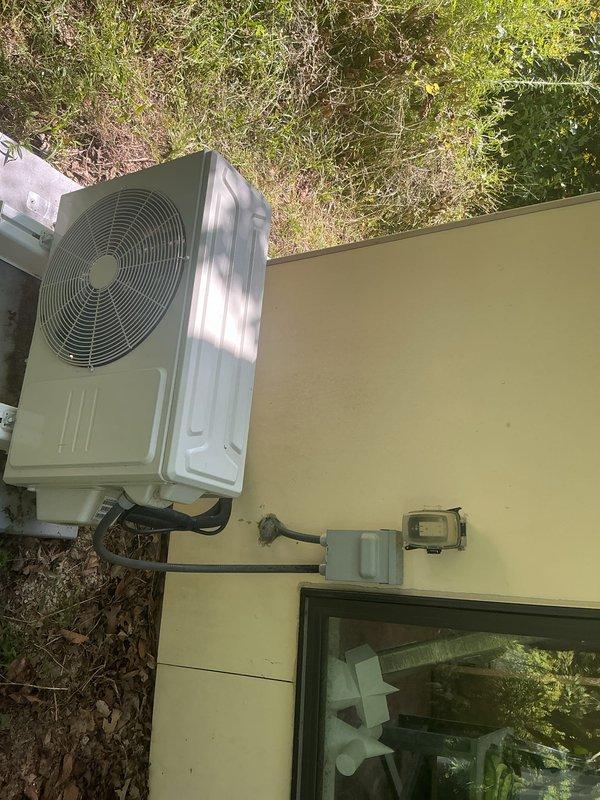 Completed basic monthly maintenance on ductless mini-split cooling system. Serviced wall-mounted indoor evaporator unit and outdoor condenser unit, cleaned washable filter, inspected electrical connections and refrigerant lines, and verified proper system operation. All components functioning within normal parameters upon completion.