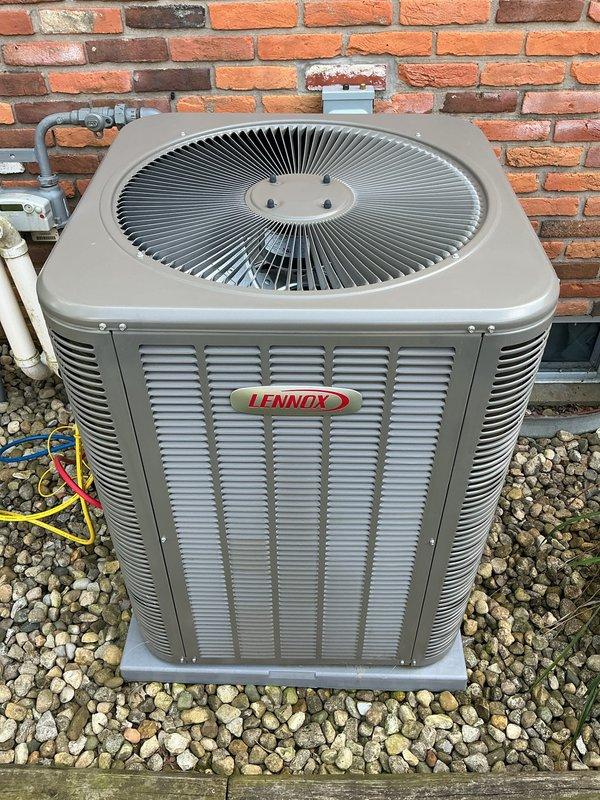 Completed annual basic cooling maintenance visit on Lennox air conditioning system. Performed comprehensive inspection of outdoor condenser unit and indoor furnace components, verified all electrical connections, examined blower motor assembly and control board operation, and confirmed proper refrigerant line connections. System operating within normal parameters with all components functioning correctly.