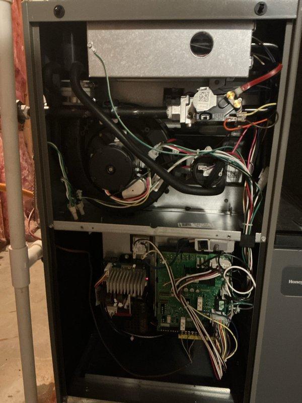 Completed annual basic cooling maintenance visit on Lennox air conditioning system. Performed comprehensive inspection of outdoor condenser unit and indoor furnace components, verified all electrical connections, examined blower motor assembly and control board operation, and confirmed proper refrigerant line connections. System operating within normal parameters with all components functioning correctly.