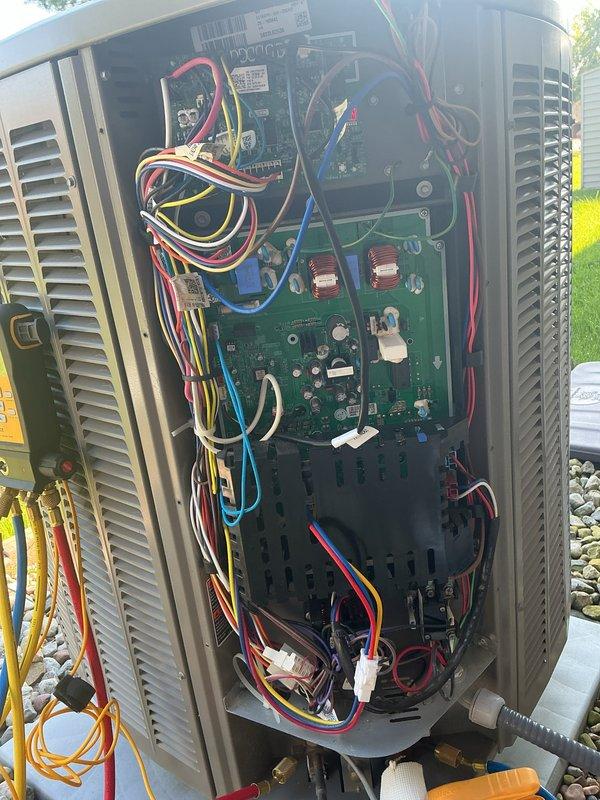 Completed comprehensive cooling maintenance on Lennox outdoor unit. Performed system diagnostics with refrigerant gauge set connected to service ports, inspected electrical components and control boards, and verified proper operation of all internal systems. Standard 20x20x4 filter not included in this basic monthly maintenance service.
