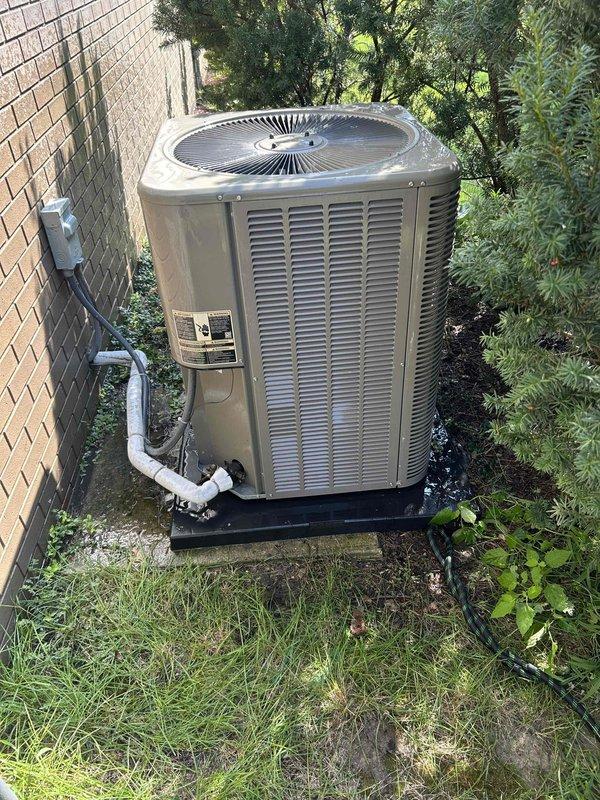 Performed complimentary cooling system tune-up and cleaning service on residential HVAC system. Inspected and cleaned indoor blower wheel assembly, which was found to be in good operating condition with minimal dust accumulation. Verified proper motor operation and bearing condition. Inspected outdoor condensing unit located in side yard, confirming unit is properly mounted on pad with adequate clearance. Checked refrigerant lines, electrical disconnect, and overall system operation. All components found to be clean and well-maintained with no immediate service needs identified. Customer expressed preference for annual maintenance schedule and requested enrollment in yearly membership program for ongoing preventative maintenance coverage.