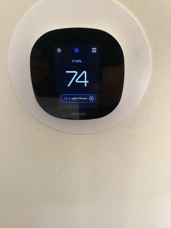 Completed basic monthly cooling maintenance visit on Bryant HVAC system. Performed standard system inspection, replaced 16x25x1 air filter, and verified ecobee thermostat operation showing 74°F current temperature with setpoint of 72°F. All equipment operating within normal parameters with no issues identified.