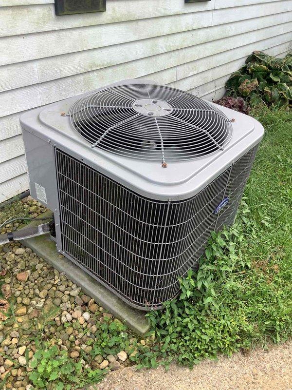 Completed basic monthly cooling maintenance on residential air conditioning system. Inspected outdoor condensing unit, verified proper operation of compressor and condenser fan, checked refrigerant levels, and examined electrical connections. Evaluated indoor air handler components and associated mechanical equipment in utility room. System operating within normal parameters; noted 20x20x4 air filter not included in standard maintenance package and requires separate provision by homeowner.