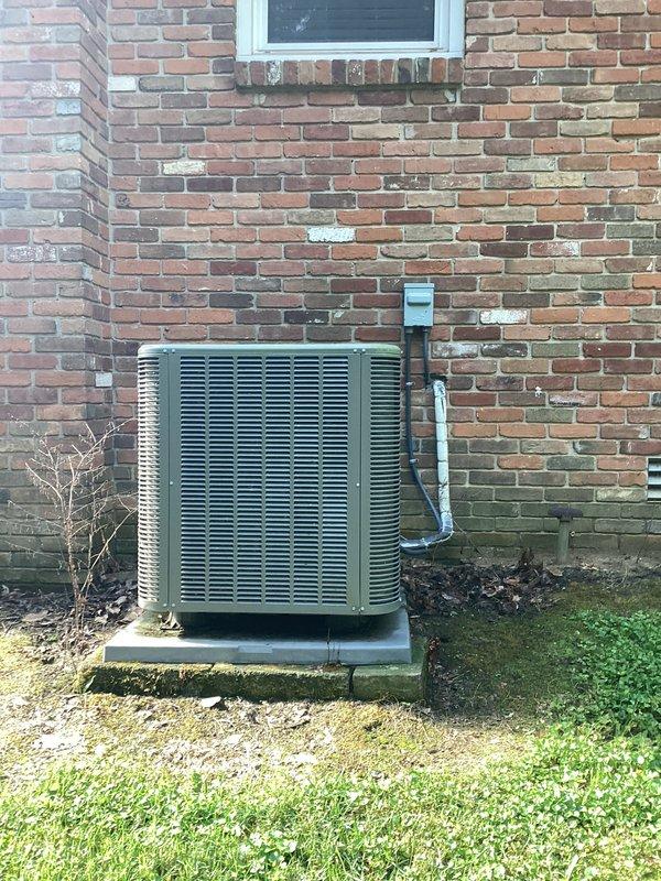 Completed annual cooling maintenance visit on Lennox system. Performed comprehensive inspection of outdoor condensing unit and indoor components, verified thermostat operation and programming, checked refrigerant levels, cleaned condenser coils, inspected electrical connections and disconnect, and confirmed system is cooling properly with temperature differential within normal parameters. All components found operating within manufacturer specifications; system left in good working condition.