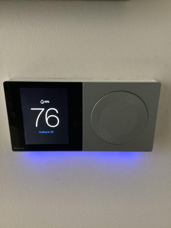 Replaced 20x25x4 air filter on upstairs HVAC unit to ensure proper airflow and system efficiency. Reattached and secured loose flue pipe using appropriate adhesive to prevent exhaust gas leakage. Completed warranty replacement of malfunctioning thermostat for downstairs system, installing new smart thermostat with digital display and programming capabilities.