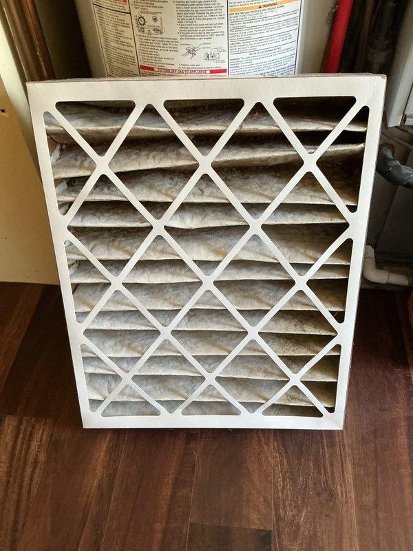 Completed monthly CCH basic heating maintenance on residential HVAC system. Performed standard inspection of furnace components, verified operational safety controls, and checked system performance parameters. Removed and inspected existing 20x25x5 air filter, which showed moderate dust accumulation and discoloration consistent with normal use over the service period. Customer advised that replacement filter is not included in basic maintenance plan and will need to be provided separately. All heating equipment found operating within normal specifications with no immediate service concerns identified.