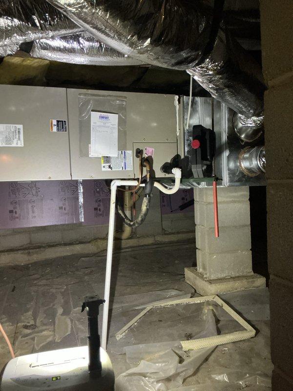 Completed annual cooling maintenance on Tempstar HVAC system located in basement. Accessed vacant property using lockbox, performed comprehensive inspection of air handling unit, evaporator coil, condensate drainage system, and associated ductwork. Inspected evaporator coil fins for dust accumulation and airflow restriction, examined flexible ductwork connections, verified condensate pump operation and overflow pan placement. Checked PVC condensate drain lines for proper drainage and clearing. System operational at time of service. Customer holds comfort care contract expiring 10/26/26. Note: 20x20x4 filter not included in service agreement. Membership renewal recommended.
