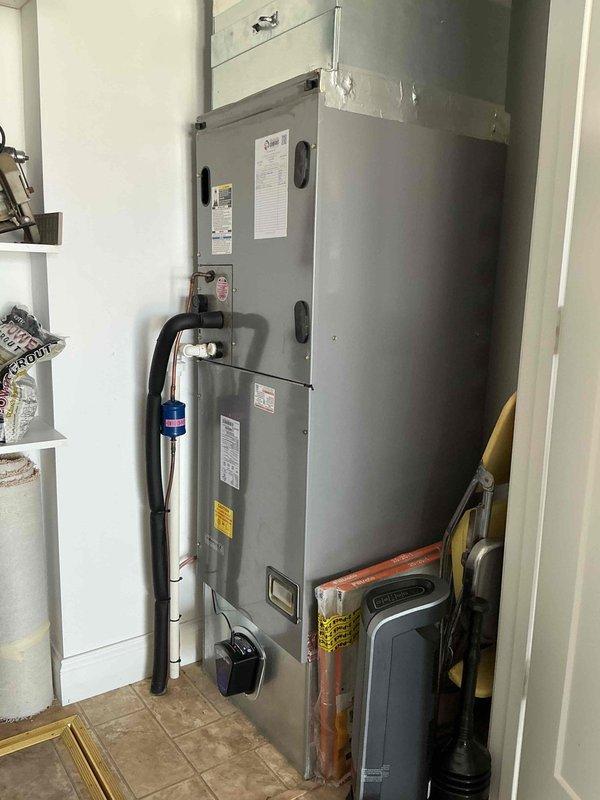 Completed monthly preventative maintenance on residential CCHP heating system. Performed comprehensive inspection of air handler unit, verified electrical connections and amperage draws using digital multimeter, checked refrigerant lines for proper insulation and secure mounting, and inspected all mechanical components for normal operation. Replaced 20x20x1 air filter as part of routine maintenance protocol, ensuring optimal airflow and system efficiency for continued reliable heating performance.