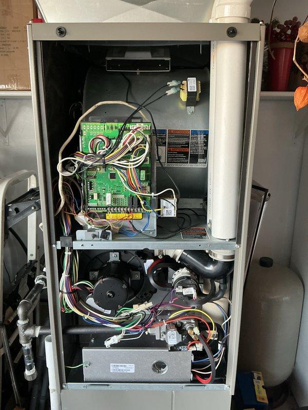 Completed annual cooling maintenance visit on Lennox HVAC system. Performed comprehensive inspection of outdoor condensing unit and indoor air handler, checked all electrical connections and control board operations, verified blower motor function, and replaced 20x20x4 air filter per service agreement specifications.