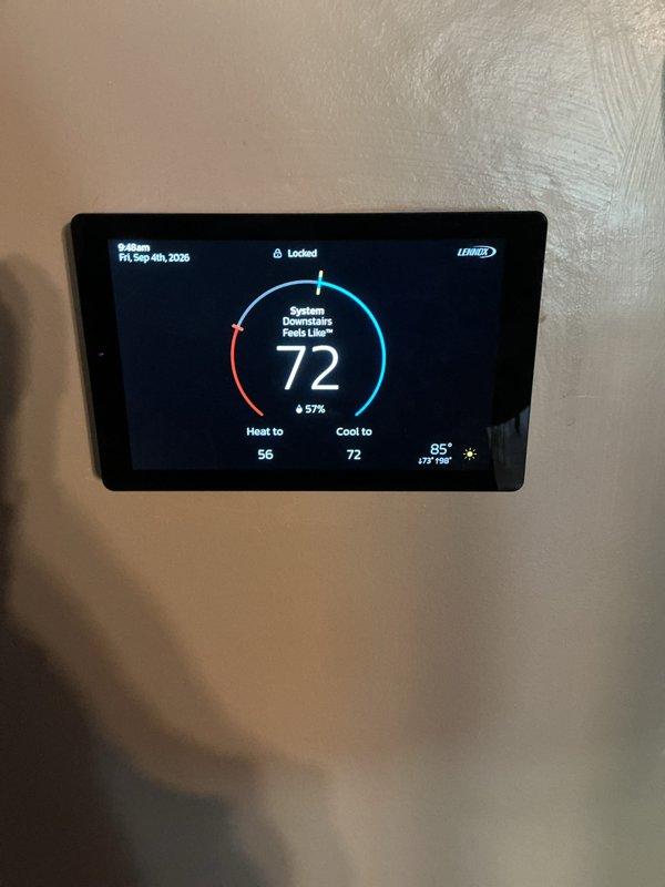 Completed annual heating maintenance visit on HVAC system with Lennox thermostat. Performed comprehensive inspection of heating components, verified thermostat operation and temperature calibration, and confirmed system functionality. Filter size 20x25x4 noted as not included in service; customer responsible for filter replacement.