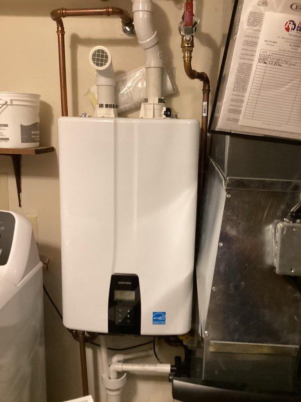 Completed annual basic heating maintenance visit on residential HVAC system. Performed standard inspection and testing of furnace unit, verified proper operation of Honeywell Home WiFi thermostat showing 72 degrees and following programmed schedule, and inspected mechanical room equipment including gas furnace and tankless water heater installation. All heating system components found operating within normal parameters with no issues identified.