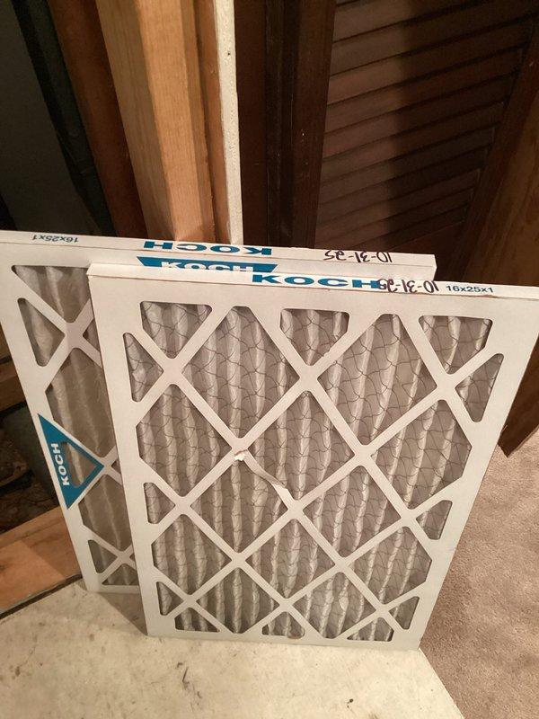 Completed basic monthly heating maintenance visit. Installed new 16x25x1 Koch air filter as part of the recurring service plan. Verified thermostat operation with Honeywell digital unit displaying proper temperature readings and system responding correctly to cooling demand.