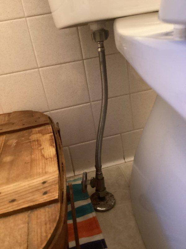 Inspected toilet with malfunctioning dual-flush valve mechanism showing wear and discoloration. Ordered replacement fill valve assembly for return installation upon part arrival.