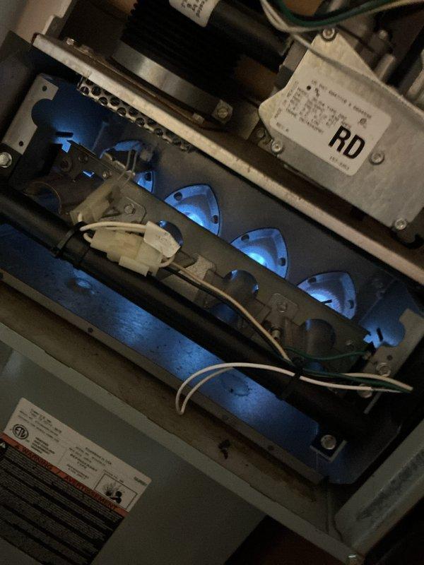 Completed monthly basic heating maintenance visit on residential HVAC system. Performed visual inspection of furnace components including burner assembly, gas valve, ignition module, and electrical connections. All components observed to be in operational condition with burner ports and control systems functioning as designed. Standard preventative maintenance procedures followed per recurring service agreement specifications.