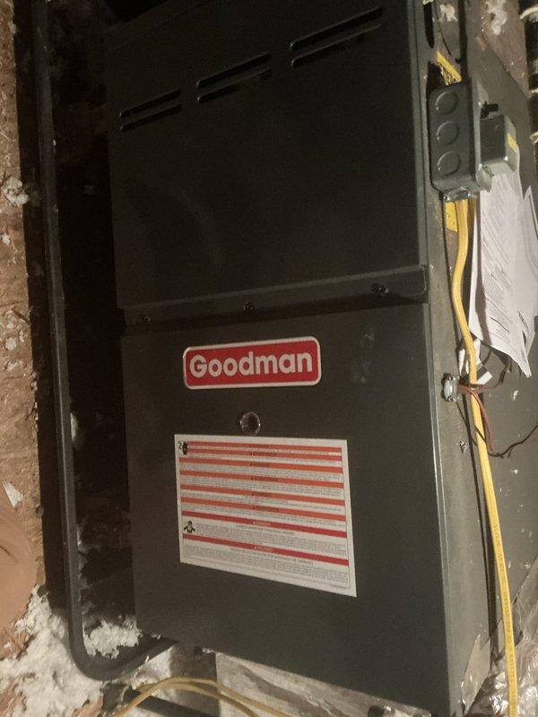 # HVAC Maintenance - Heating System Service

Completed basic monthly heating maintenance visit on Goodman residential furnace system. Performed comprehensive inspection of gas burner assembly, confirming proper ignition and flame characteristics with blue flame pattern across all burner ports indicating optimal combustion. Verified electrical connections and wiring integrity throughout system, checked control components, and confirmed unit operating within normal parameters. Replaced 20x25x1 air filter per monthly maintenance agreement. All safety controls tested and verified operational. System left in proper working condition with no deficiencies noted.