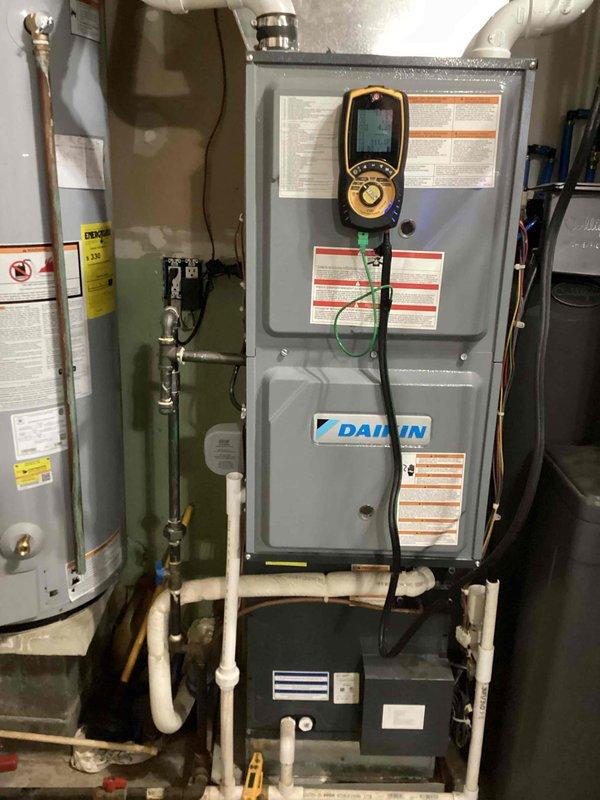 Completed comprehensive monthly maintenance on Daikin heating and cooling system, including full system inspection, performance diagnostics, and operational testing. Standard 20x20x4 filter was not included per service agreement specifications.