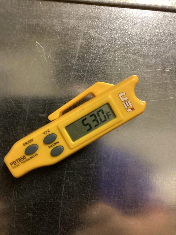 Completed basic monthly heating maintenance visit on HVAC system. Performed standard operational checks and temperature measurements using calibrated digital instrumentation. Supply air temperature recorded at 53.0°F and system differential measured at 8.00°F, indicating proper heating operation. All components functioning within normal parameters at time of inspection.