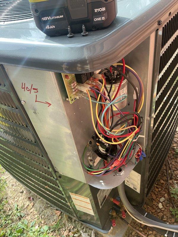 Completed preventive maintenance on residential Goodman HVAC condenser unit. Accessed electrical compartment, inspected contactor and wiring connections, verified proper operation of fan assembly and condenser coil. Unit operating within normal parameters upon completion of service.