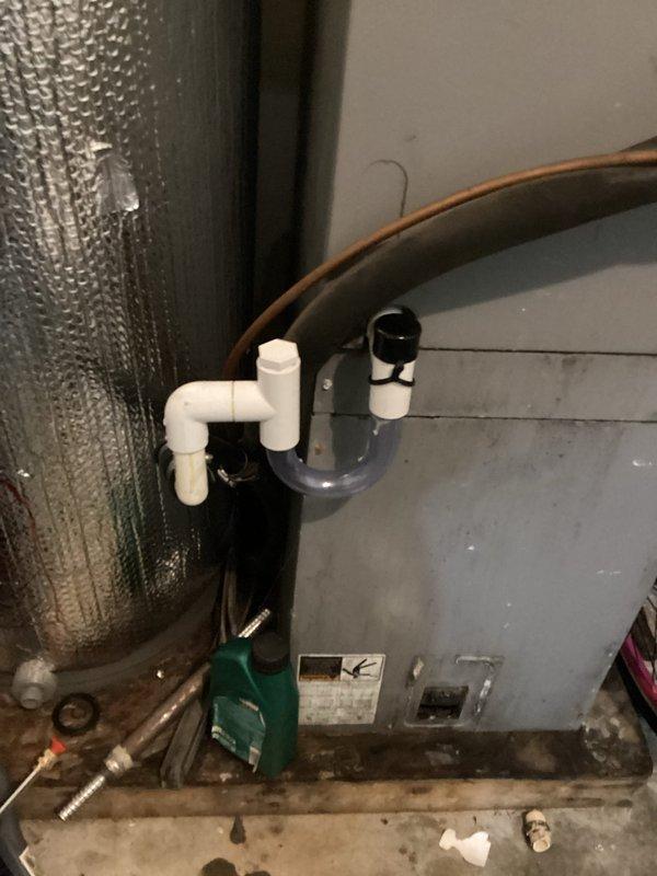 Returned to complete warranty repair on HVAC system. Successfully replaced failed condenser fan motor and repaired broken condensate drain line. All components tested and verified operational upon completion.