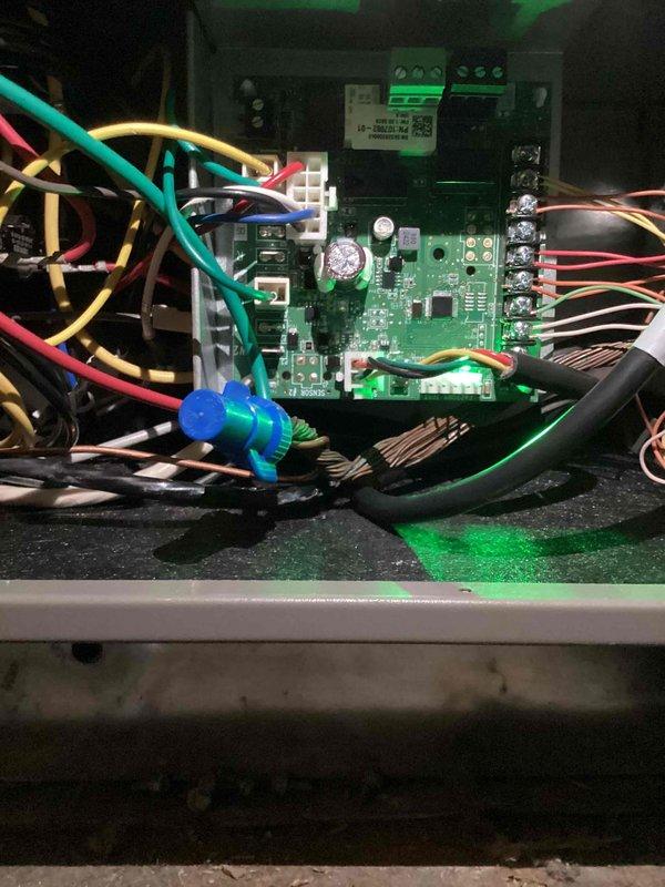 Replaced defective indoor control board under warranty coverage. Installed surge protector to provide electrical protection for the HVAC system and prevent future circuit board failures from power surges.