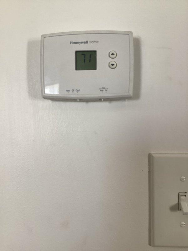 Completed monthly CCH maintenance visit on heating system. Performed standard inspection of thermostat operation, verified temperature display reading 77°F and confirmed proper functioning of control buttons. Inspected air handler unit, checked filter access area, and replaced 16x20x1 air filter per basic monthly service agreement.