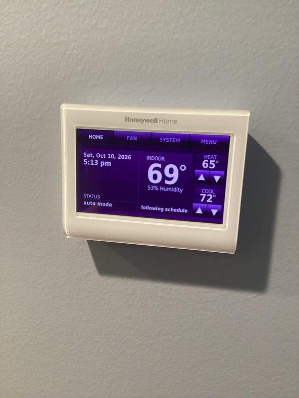Completed fall maintenance and tune-up on a 6-year-old gas furnace operating within normal parameters. Performed comprehensive inspection of all system components including heat exchanger, burner assembly, and ignition system. Verified proper thermostat operation and programming on Honeywell Home digital unit displaying correct temperature readings and schedule functionality. Cleaned and inspected blower assembly, checked gas pressure and valve operation, tested safety controls, and verified proper airflow through ductwork. All components found to be functioning properly with no deficiencies noted. System ready for heating season under Basic Comfort Care Benefits membership coverage.