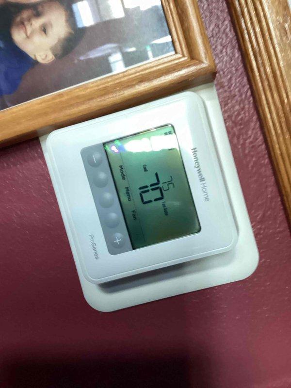 Completed monthly basic heating maintenance visit on residential HVAC system. Performed standard system inspection, replaced 16x25x1 air filter, and verified thermostat operation showing proper temperature reading of 73°F on Honeywell PRO Series digital unit. All heating components functioning within normal parameters.