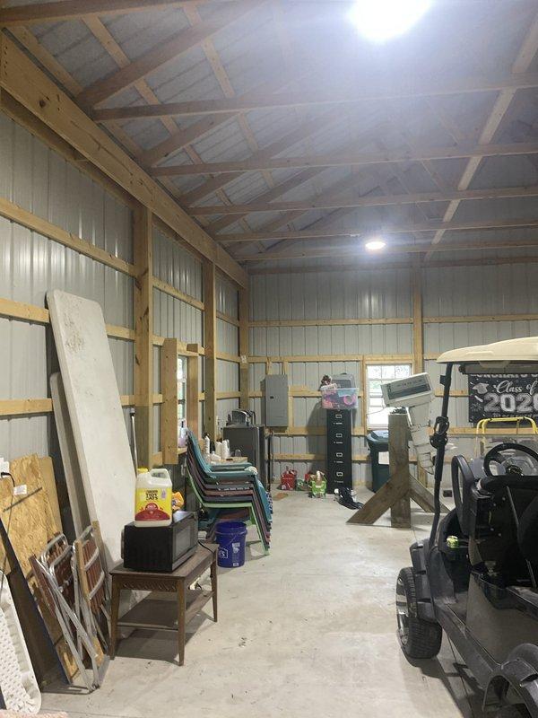 Conducted site evaluation for whole home humidifier installation and assessed existing Trane air handler unit for potential replacement needs. Performed secondary inspection of pole barn structure with no operational heating system to diagnose issue related to recent furnace modifications by homeowner.