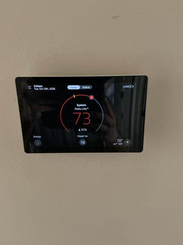 Completed comprehensive heating maintenance on Lennox furnace system with smart thermostat. Performed standard seasonal inspection, verified system operation with thermostat displaying proper heating functionality and communication between components. Customer's comfort care heating plan had expired but service was honored as previously owed; noted that 16x25x4 filter media was not included in this visit and will need to be addressed separately.