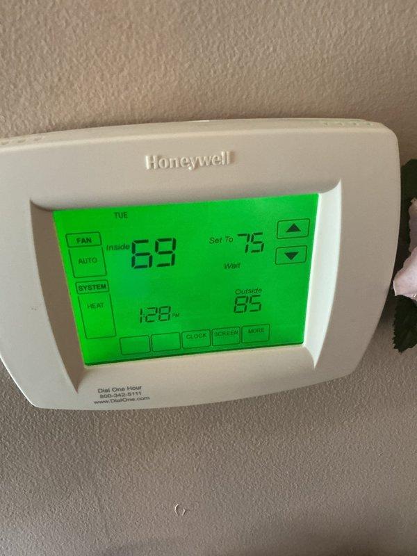 Completed annual heating maintenance and tune-up on 9-year-old HVAC system. Performed comprehensive inspection of heating unit, verified proper operation of automatic overload valve unit, checked all safety controls and electrical connections per manufacturer specifications. Confirmed Honeywell digital thermostat functioning correctly with system responding appropriately to temperature setpoints and displaying accurate readings for indoor and outdoor temperatures.