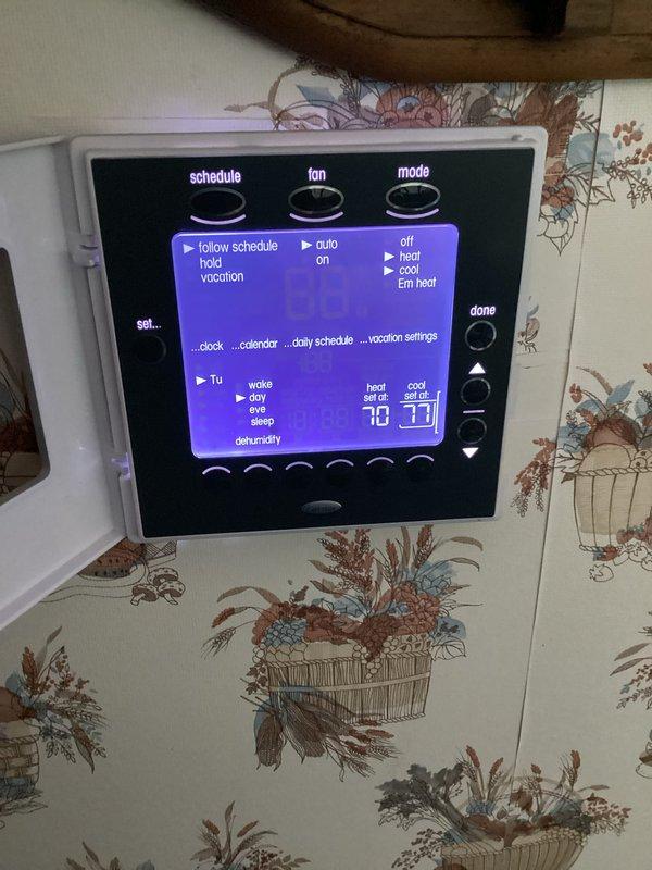 Performed scheduled monthly heating maintenance on the Carrier gas furnace, inspecting the cabinet, PVC combustion and condensate piping, evaporator coil housing, and plenum connections, with no rust, leaks, or significant damage observed. Verified thermostat operation, confirming heat mode and the programmed heating setpoint of 70°F. The 16x25x4 filter was not included in this visit.