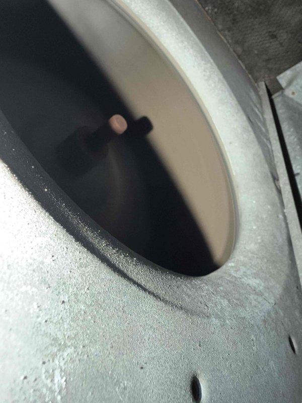 Performed scheduled monthly heating system maintenance, including inspection of the blower assembly and replacement of the 20x20x1 air filter. Observed light dust and powdery residue buildup on the blower housing exterior and inspected the motor shaft and blower interior for proper condition. System was left in operational condition following service.