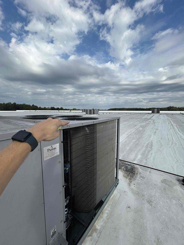 Responded to a no-cooling call on three rooftop package units, with one unit repeatedly blowing control circuit fuses. Inspected the Puron-charged unit with the panels removed, evaluated the condenser section and electrical components, and replaced the blown Low-Peak LP-CC-30 time-delay Class CC fuse. Verified the unit's electrical circuit and operation after the repair to restore cooling.