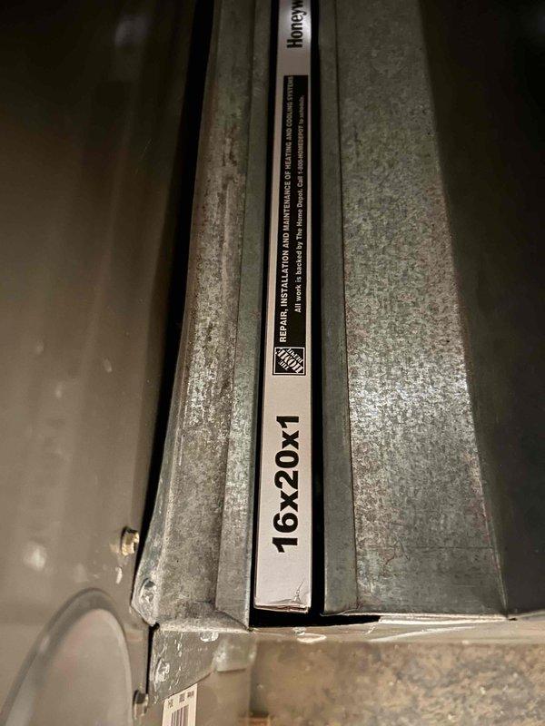 Performed a routine clean and check on the heating system, including inspection of the system components and verification of the White Rodgers digital thermostat, which was intact and operating properly. Inspected the return air filter, noting an installed 16x20x1 filter that differs from the 20x25x4 size specified for this system, and recommended installing the correct size to maintain proper airflow and efficiency.