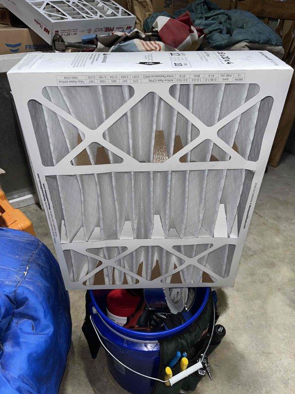 Performed scheduled heating maintenance, replacing the 16x25x1 pleated air filter to restore proper airflow and system efficiency. Verified thermostat operation in heat mode, confirming the unit was calling for heat with the display reading 74°F and no visible damage or abnormalities.
