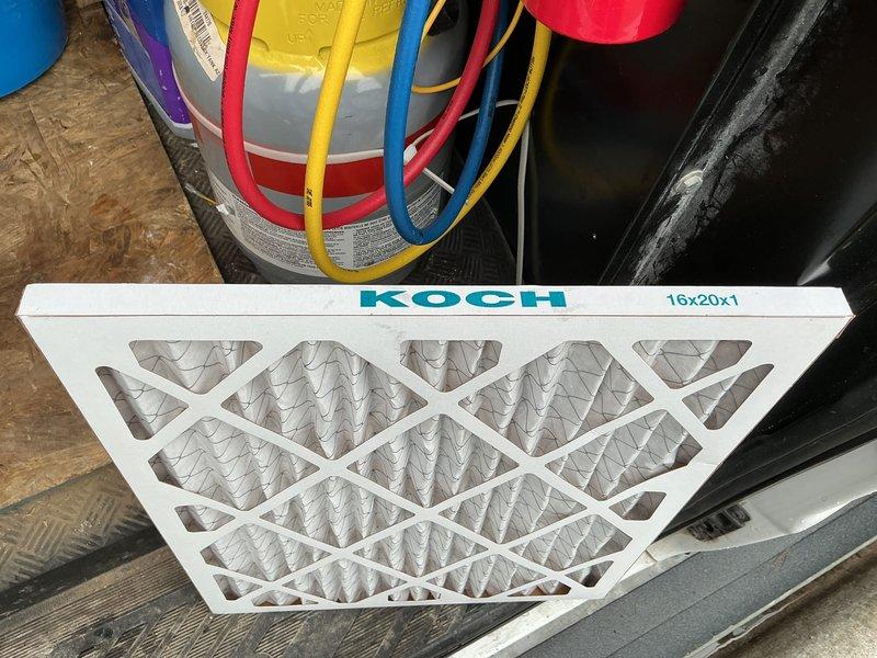 Performed routine monthly maintenance on the heating system, replacing the return air filter and documenting the filter size as 16x20x1. Verified thermostat operation in heat mode with fan set to auto; the system responded normally, with the indoor temperature at 72° against a 68° setpoint.