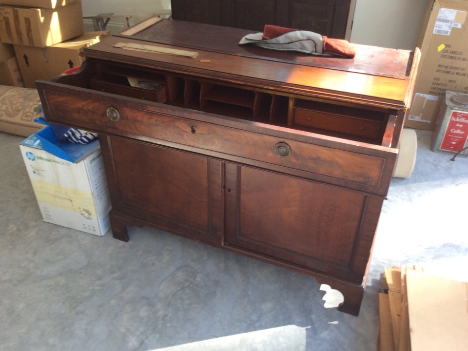 Repair secretary restoration, glass, refinishing, reupholster, furniture, antique, wood